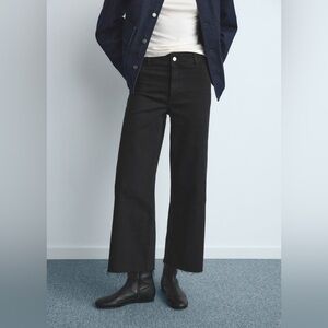 Mango high rise Denim Culotte Pants in Black